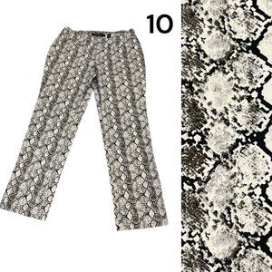 INSIGHT Pants High Waist Straight Leg White Black Grey Snake Print Size 10